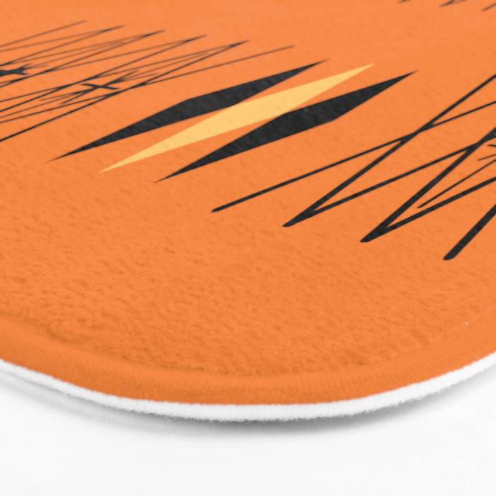 Retro Atomic Era Diamonds Pattern Orange Bath Mat Gallery Image 3