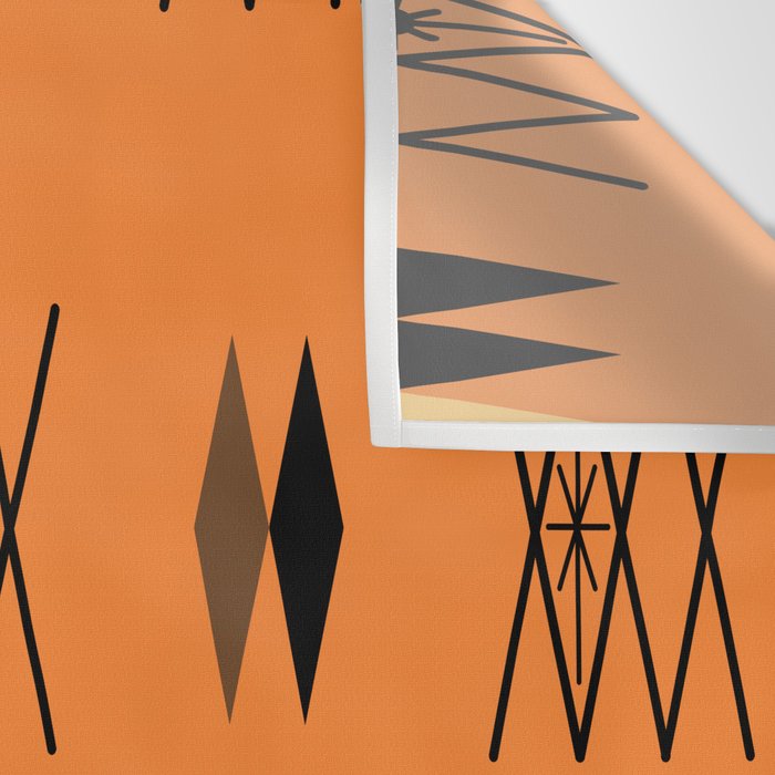 Retro Atomic Era Diamonds Pattern Orange Wall Tapestry Gallery Image 3