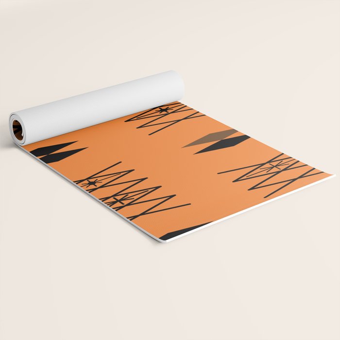 Retro Atomic Era Diamonds Pattern Orange Yoga Mat Gallery Image 2