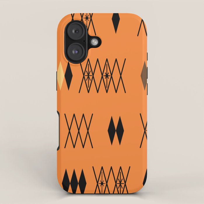 Retro Atomic Era Diamonds Pattern Orange iPhone Case Gallery Image 1