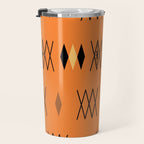 Retro Atomic Era Diamonds Pattern Orange Travel Mug Gallery Image 3