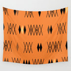 Retro Atomic Era Diamonds Pattern Orange Wall Tapestry Gallery Image 4