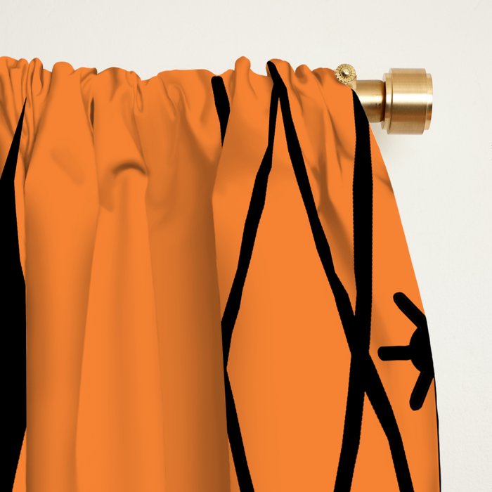 Retro Atomic Era Diamonds Pattern Orange Window Curtain Gallery Image 2