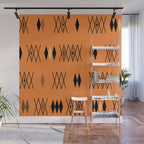 Retro Atomic Era Diamonds Pattern Orange Wall Mural Gallery Image 1