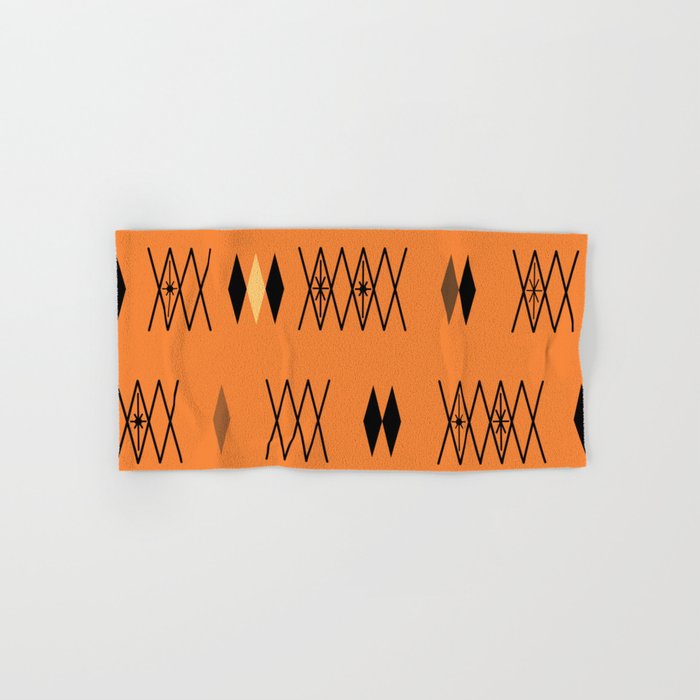 Retro Atomic Era Diamonds Pattern Orange Bath Towel Gallery Image 1