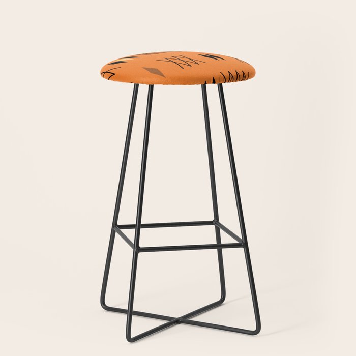 Retro Atomic Era Diamonds Pattern Orange Stool Gallery Image 1