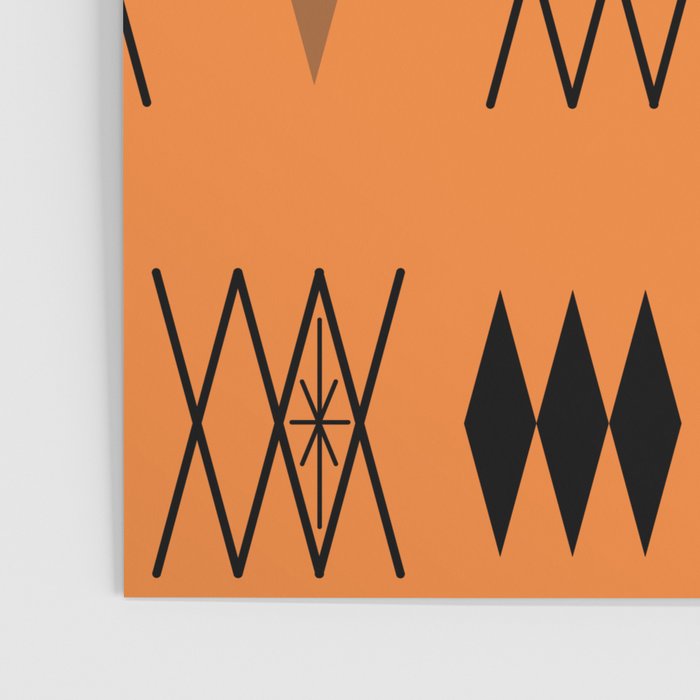 Retro Atomic Era Diamonds Pattern Orange Poster Gallery Image 3