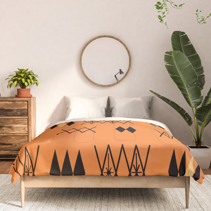 Retro Atomic Era Diamonds Pattern Orange Comforter Gallery Image 3