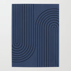 Minimal Line Curvature IV Navy Blue Mid Century Modern Arch Abstract Poster Gallery Image 4