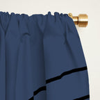 Minimal Line Curvature IV Navy Blue Mid Century Modern Arch Abstract Window Curtain Gallery Image 2