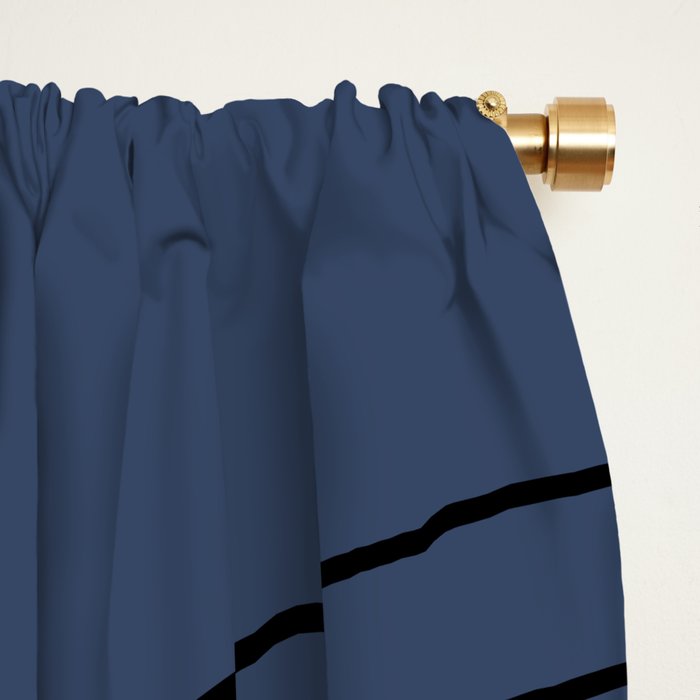 Minimal Line Curvature IV Navy Blue Mid Century Modern Arch Abstract Window Curtain Gallery Image 2