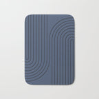 Minimal Line Curvature IV Navy Blue Mid Century Modern Arch Abstract Bath Mat Gallery Image 1