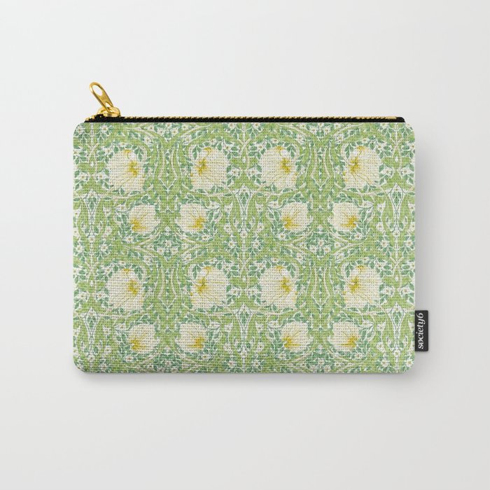 William Morris Pimpernel Weld Leaf Green Floral Carry All Pouch Gallery Image 1
