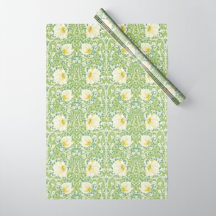 William Morris Pimpernel Weld Leaf Green Floral Wrapping Paper Gallery Image 1
