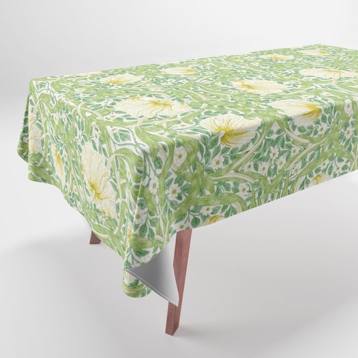 William Morris Pimpernel Weld Leaf Green Floral Tablecloth Gallery Image 1