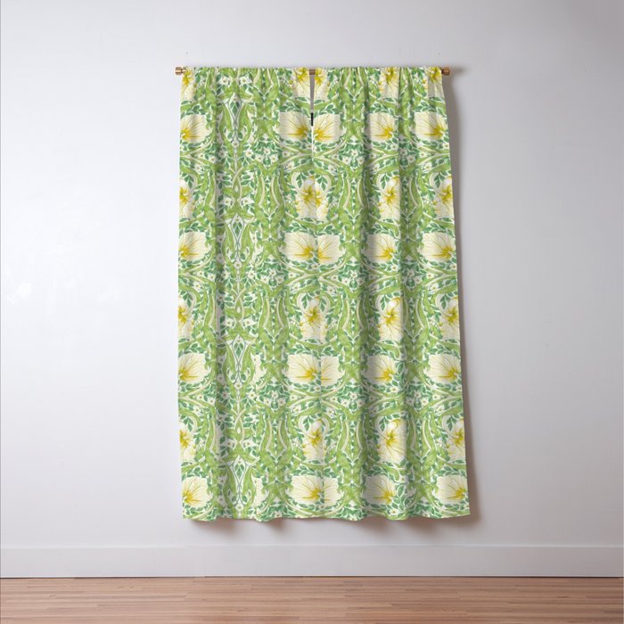 William Morris Pimpernel Weld Leaf Green Floral Window Curtain Gallery Image 3