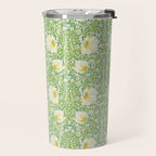 William Morris Pimpernel Weld Leaf Green Floral Travel Mug Gallery Image 2