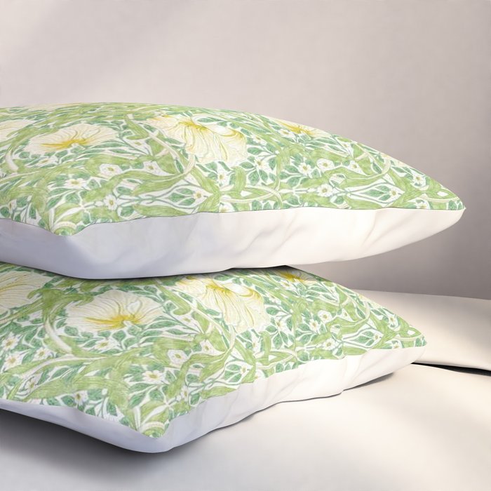 William Morris Pimpernel Weld Leaf Green Floral Pillow Sham Gallery Image 3
