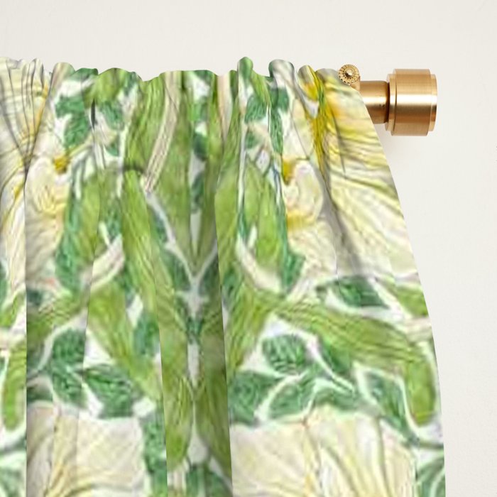 William Morris Pimpernel Weld Leaf Green Floral Window Curtain Gallery Image 2