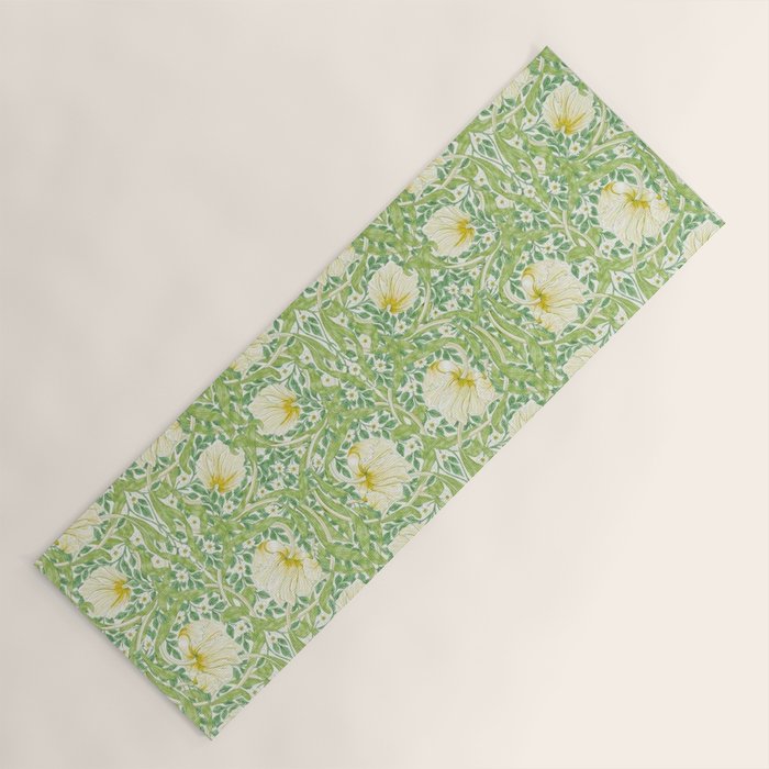 William Morris Pimpernel Weld Leaf Green Floral Yoga Mat