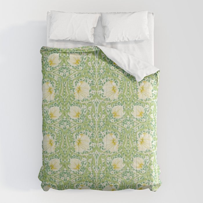 William Morris Pimpernel Weld Leaf Green Floral Comforter Gallery Image 1