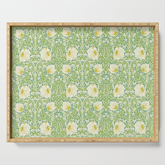 William Morris Pimpernel Weld Leaf Green Floral Serving Tray Gallery Image 1