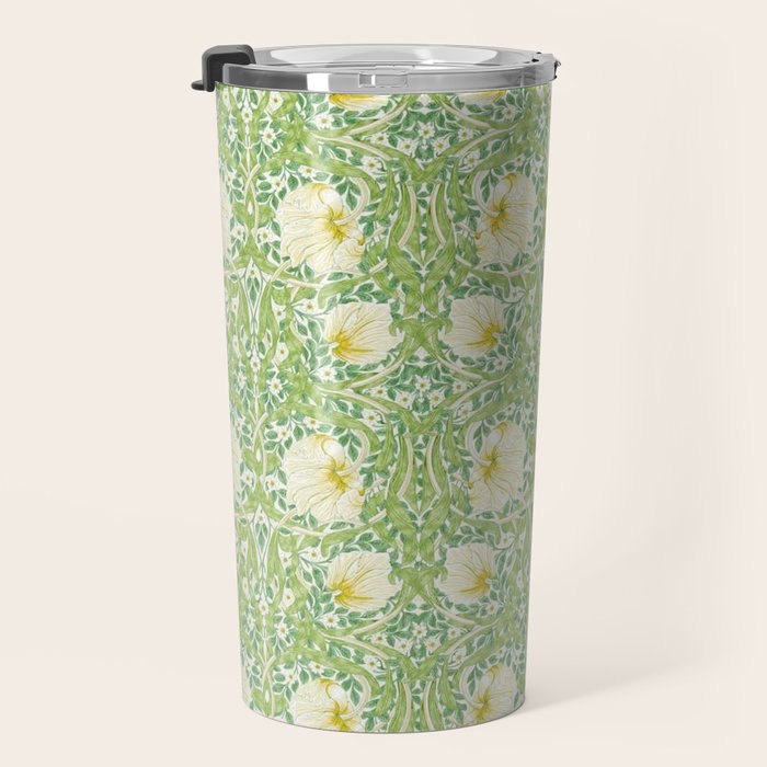William Morris Pimpernel Weld Leaf Green Floral Travel Mug Gallery Image 3