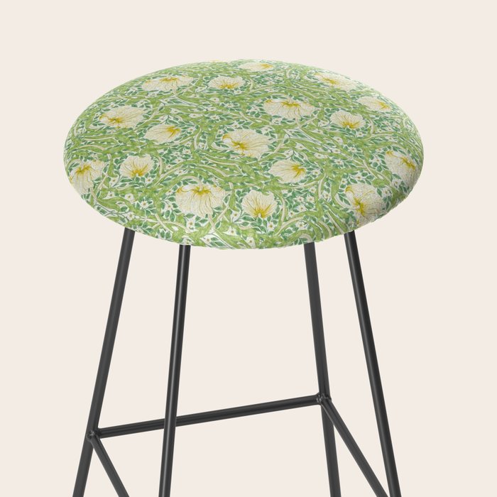 William Morris Pimpernel Weld Leaf Green Floral Stool Gallery Image 2