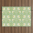 William Morris Pimpernel Weld Leaf Green Floral Outdoor Rug Gallery Image 1