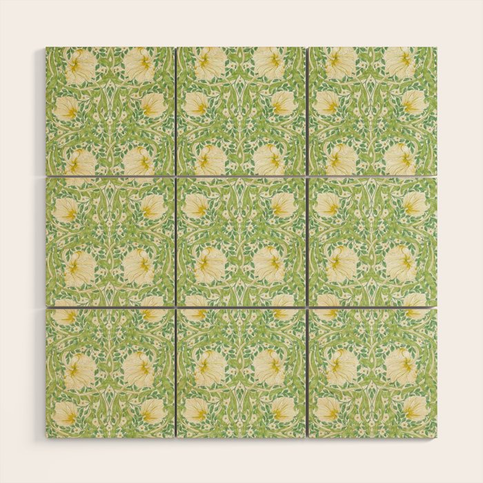 William Morris Pimpernel Weld Leaf Green Floral Wood Wall Art Gallery Image 1