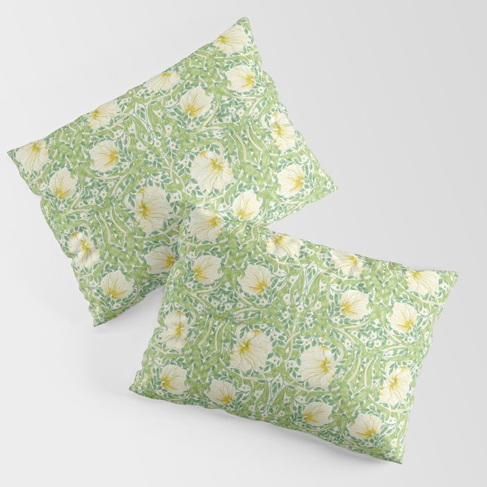 William Morris Pimpernel Weld Leaf Green Floral Pillow Sham Gallery Image 1