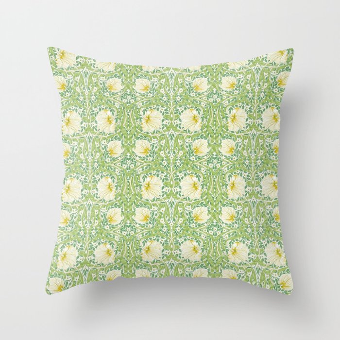 William Morris Pimpernel Weld Leaf Green Floral Throw Pillow Gallery Image 6