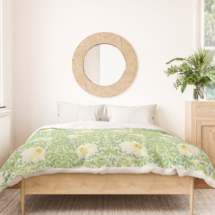 William Morris Pimpernel Weld Leaf Green Floral Duvet Cover Gallery Image 3