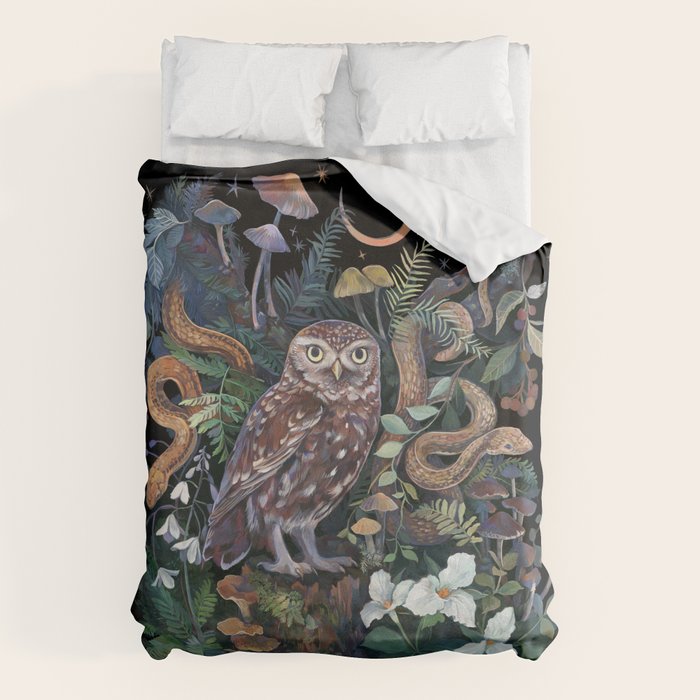 Owl and Snakes Mushroom forest Duvet Cover Gallery Image 1