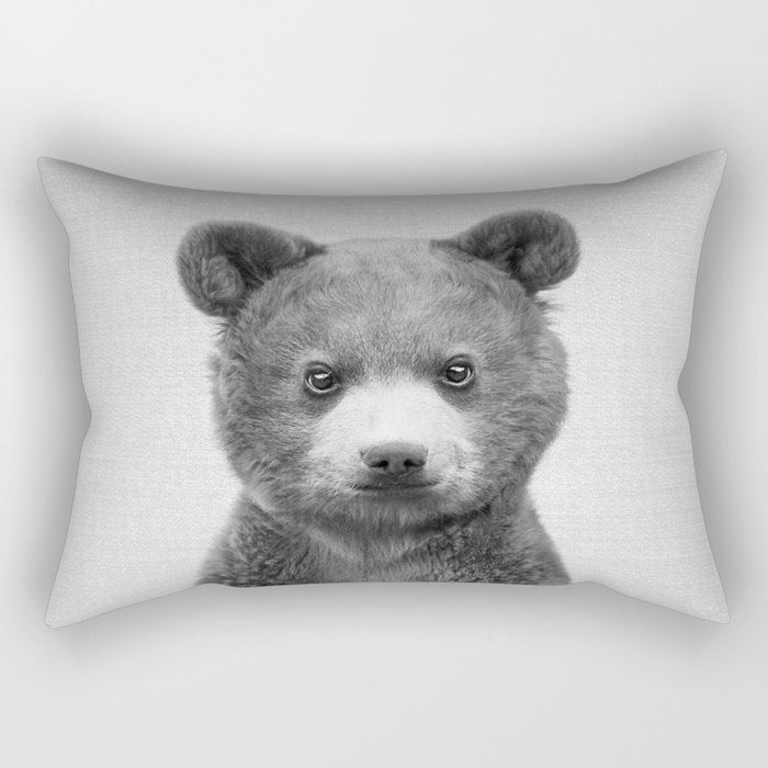 Baby Bear - Black & White Rectangular Pillow Gallery Image 1