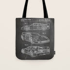 Supercar Sports Car Patent - Car Fan Classic Car Art - Black Chalkboard Tote Bag Gallery Image 1