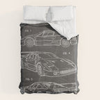 Supercar Sports Car Patent - Car Fan Classic Car Art - Black Chalkboard Comforter Gallery Image 6