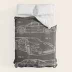 Supercar Sports Car Patent - Car Fan Classic Car Art - Black Chalkboard Duvet Cover Gallery Image 6