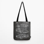 Supercar Sports Car Patent - Car Fan Classic Car Art - Black Chalkboard Tote Bag Gallery Image 2