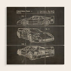Supercar Sports Car Patent - Car Fan Classic Car Art - Black Chalkboard Wood Wall Art Gallery Image 1