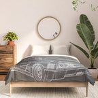 Supercar Sports Car Patent - Car Fan Classic Car Art - Black Chalkboard Comforter Gallery Image 3
