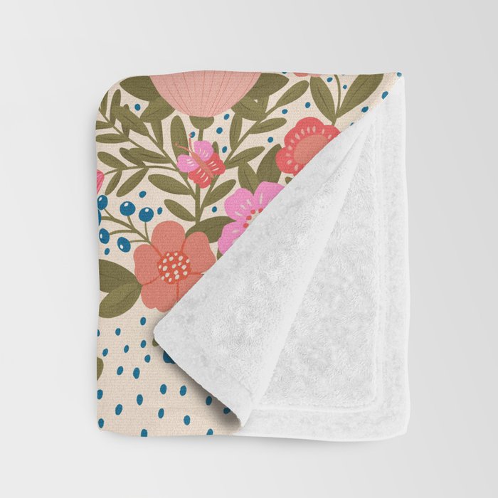 Folk Floral Bird  Throw Blanket Gallery Image 3