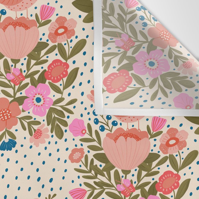 Folk Floral Bird  Wall Tapestry Gallery Image 3
