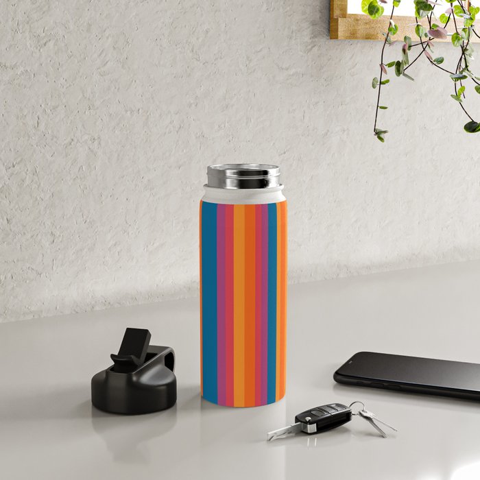Classic Stripes III - Retro Rainbow  Water Bottle Gallery Image 4