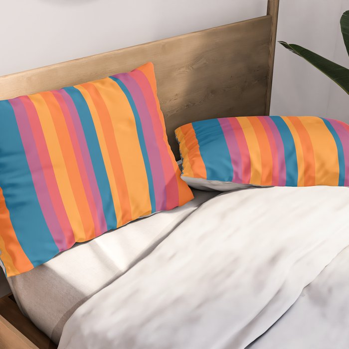 Classic Stripes III - Retro Rainbow  Pillow Sham Gallery Image 2