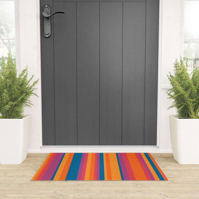 Classic Stripes III - Retro Rainbow  Welcome Mat Gallery Image 3