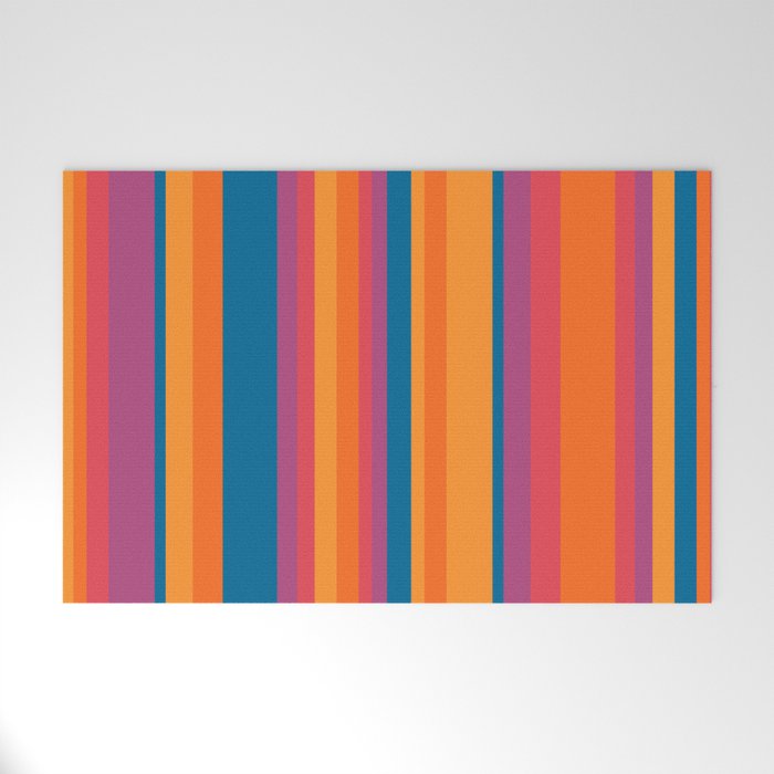 Classic Stripes III - Retro Rainbow  Welcome Mat Gallery Image 1