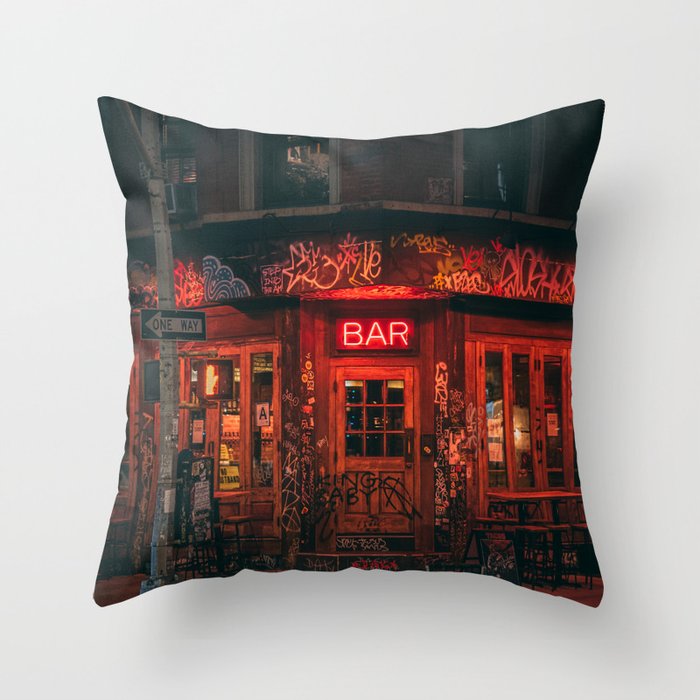 Bar, East Village Throw Pillow Gallery Image 1