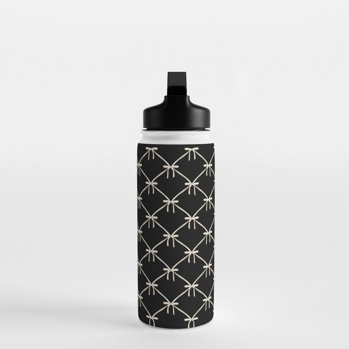 Bows & Ribbons Pattern XLVII Black and White Water Bottle Gallery Image 3