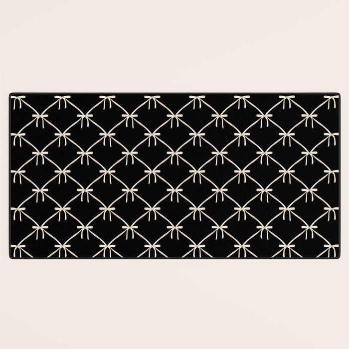Bows & Ribbons Pattern XLVII Black and White Desk Mat Gallery Image 3